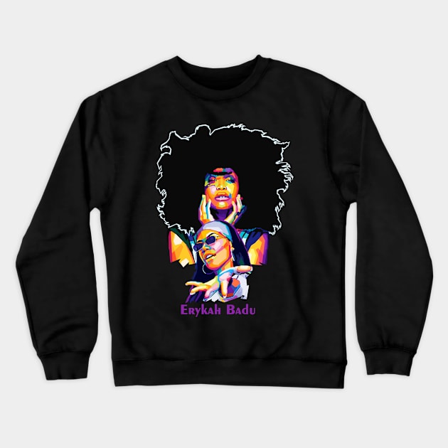 Erykah Badu Pop Art Crewneck Sweatshirt by Ken Asahvey